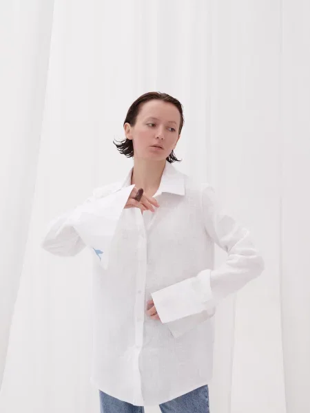 Лляна Сорочка повсякденна GNIZDO білий