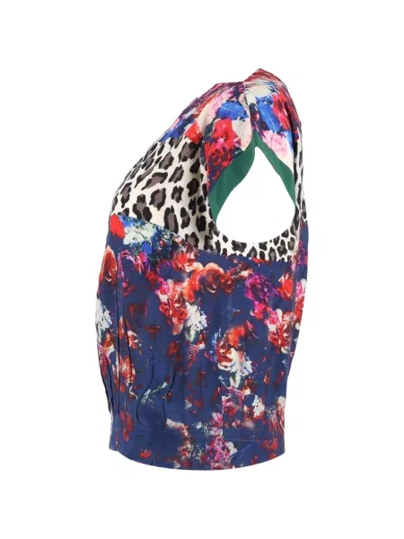 Bluzka Msgm w kwiatki z nadrukiem niebieska