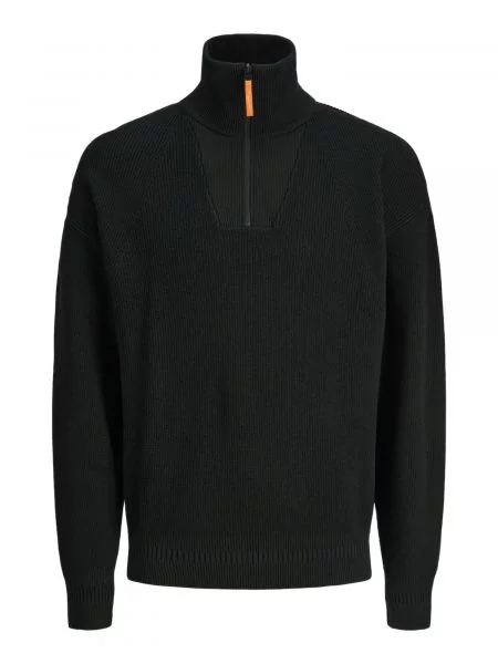 JACK & JONES Pulover temno oranžna črna