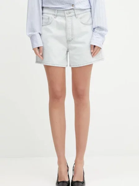 Anine Bing pantaloni scurți din dalton uni high waist