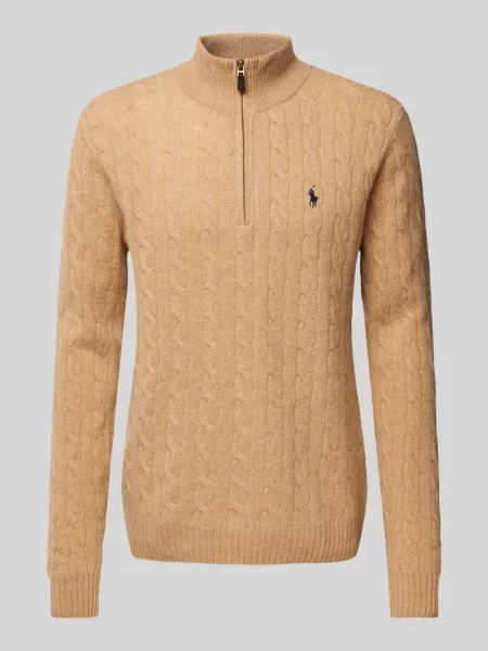 Polo Ralph Lauren koszulka z dzianiny z zawartością kaszmiru Mężczyźni Wełna marmurkowy S beżowy