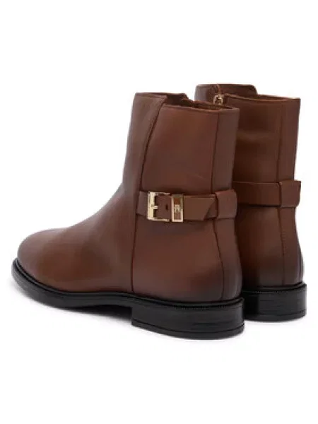 Členková obuv Tommy Hilfiger Th Buckle Leather Ankle Boot hnedá