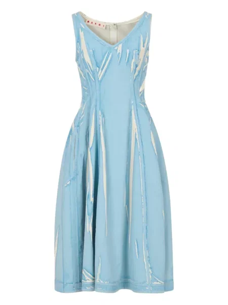 Rochie Marni cu decolteu în V de costum albastru