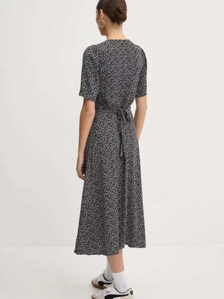 Tommy Jeans sukienka midi rozkloszowana czarny