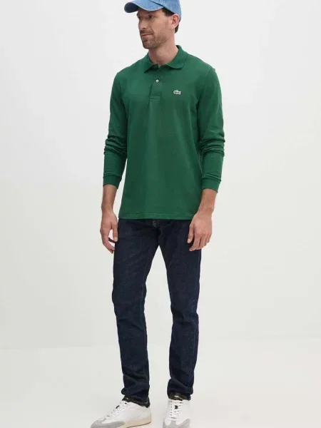 Однотонный лонгслив Lacoste зеленый