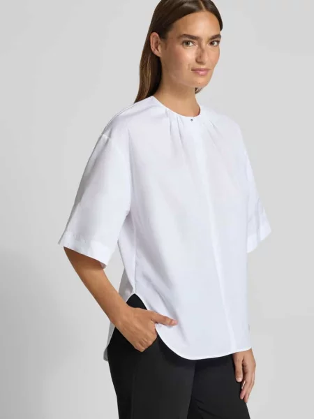 Bluzka o kroju regular fit z czystej bawełny model BANORENA' Boss biała