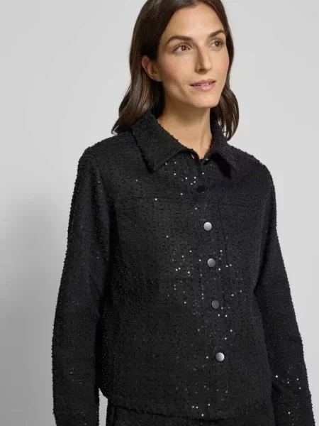 Kurtka jeansowa o kroju regular fit z cekinami model ‘SHOW’ Free/quent czarna