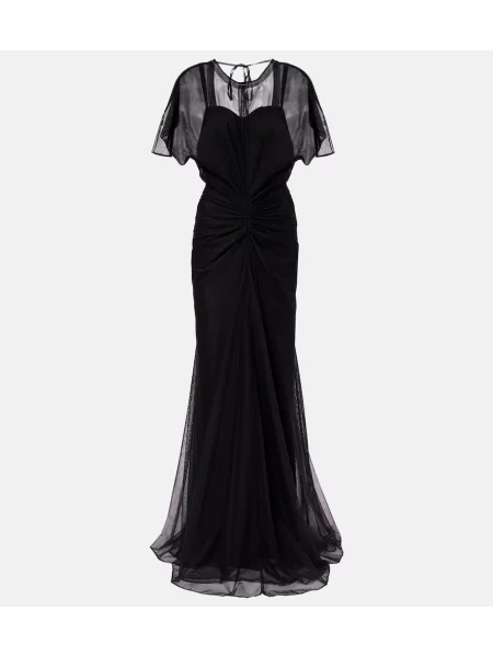 Rochie Victoria Beckham din organza cu spatele deschis negru