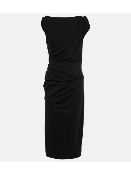 Rochie midi Dries Van Noten din jerseu până la genunchi de costum negru