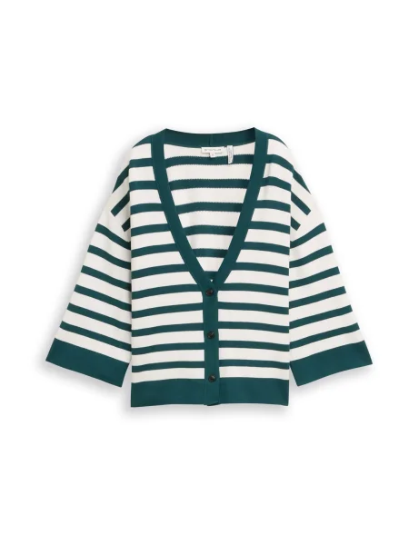TOM TAILOR Geacă tricotată verde alb