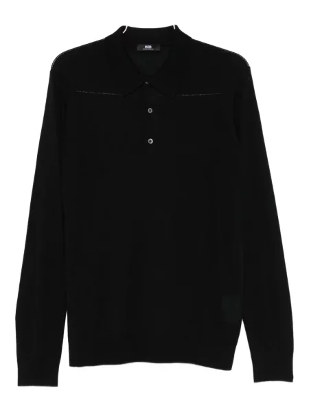 Tricou polo Alpha Studio tricotate negru