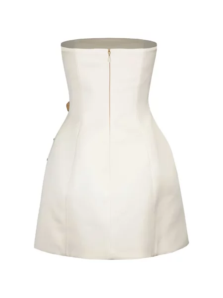 Rochie mini Leo Lin cu model floral fără bretele alb