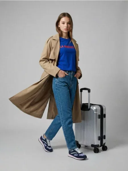 Футболка з написом LA BAGUETTE синій