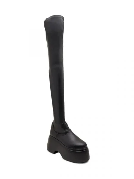 Le Silla Cizme lungi CUISSARD KEMBRA fake cu adaos de piele negru