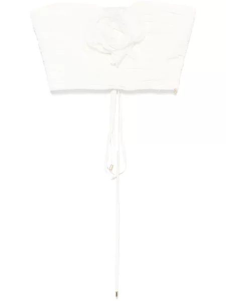 Top Nissa cu model floral alb