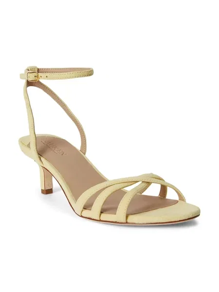 Lauren Ralph Lauren sandále na nízkom zo semišu Kendyl Kttn žltá