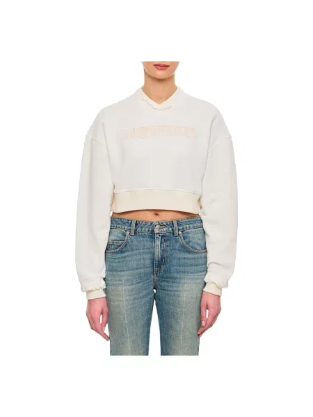 Bluza Alexander Mcqueen z logo o skróconej długości beżowa