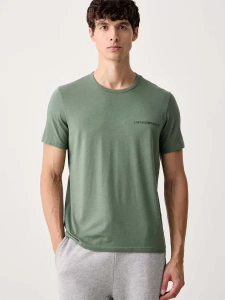 Emporio Armani Underwear homewear majica kratkih rukava za muškarce od pamuka s elastanom crna