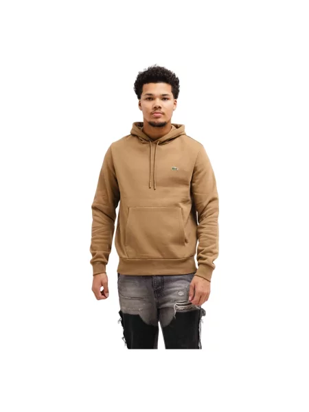 Bluza z kapturem Lacoste z kapturem brązowa