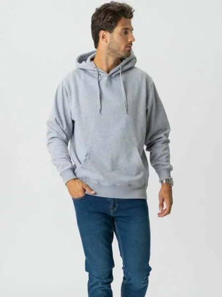 TEESHOPPEN Pulover Hoodie deschis gri