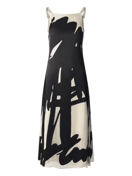 Rochie Shanghai Tang de mătase cu imagine cu imprimeu abstract negru