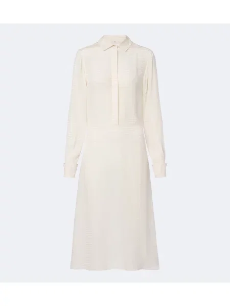 Rochie midi Fendi de mătase alb