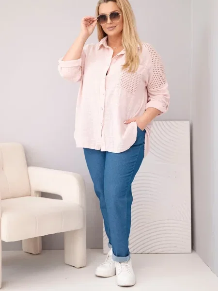 S ovratnikom bluza Kesi Włoski plava