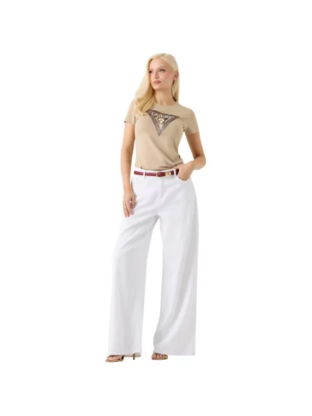 Tricou Guess cu model piele de șarpe bej