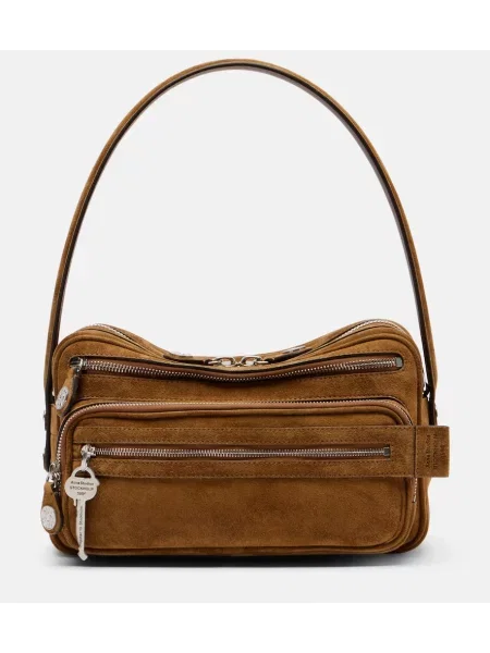 Geantă Acne Studios din piele de căprioară maro