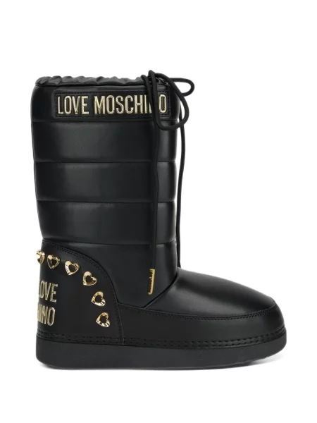 Matlasat botine Love Moschino cu motiv cu inimi negru