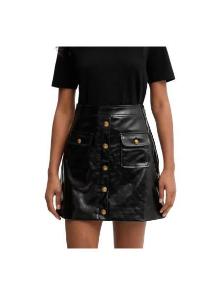 Spódnica skórzana Guess czarna