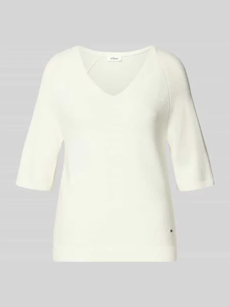 Sweter z dzianiny o kroju regular fit z mieszanki bawełny S.oliver Red Label biały