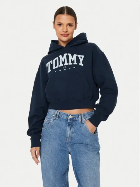 Tommy Jeans Bluză Varsity Bleumarin