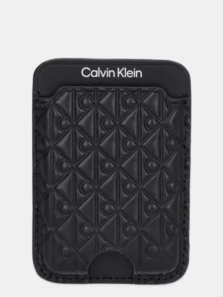 Usnjen etui za kartice Calvin Klein črna