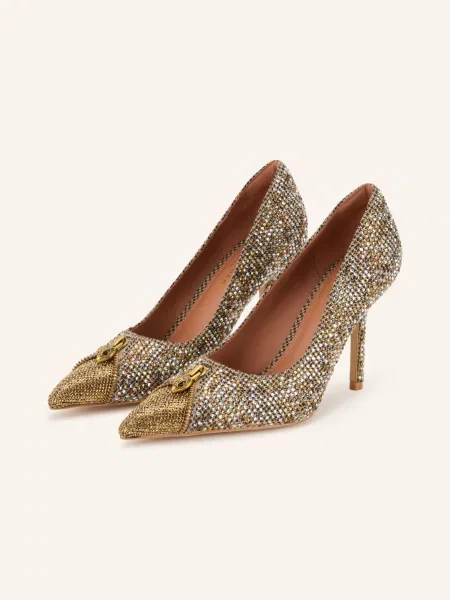 Kurt Geiger Lodičky Court S Ozdobnými Kamínky / zlatá / tmavě hnědá béžová
