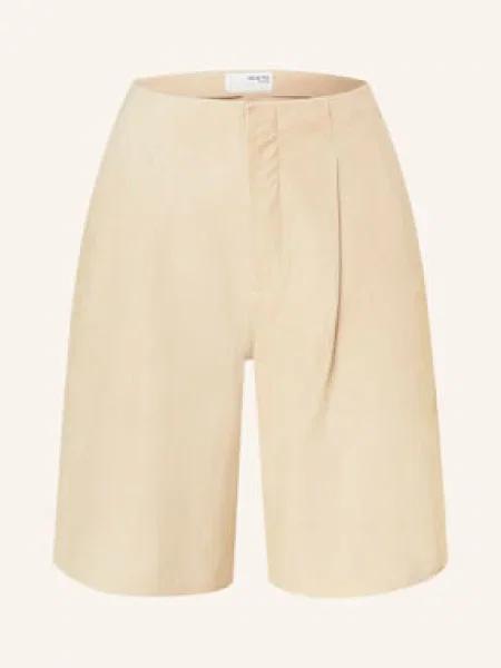 Selected Femme Spodenki Skórzane beige beżowe