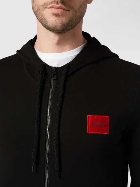 Bluza rozpinana z kapturem model Hugo czarna