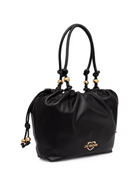Шопинг чанта Love Moschino с връзки черно