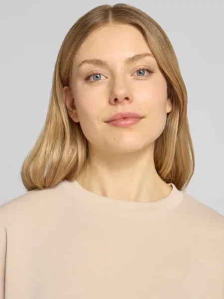 Bluza z mieszanki modalu z krótkie rękawy Rich & Royal beżowa