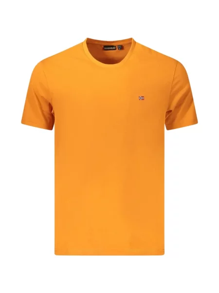Tricou Napapijri cu broderie portocaliu