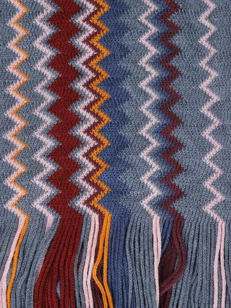Плетен шал Missoni с ресни сиво
