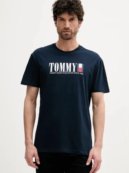 Тениска Tommy Jeans с принт тъмносиньо