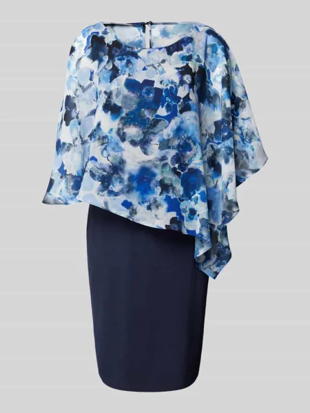 Sukienka koktajlowa o długości do kolan z efektem dwóch warstw Vera Mont niebieska