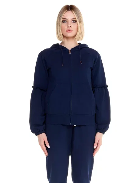 Bluza miękka z z kaptur na co dzień niebieska