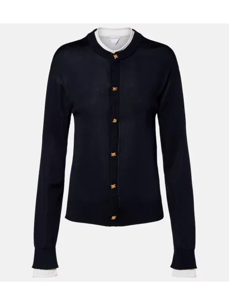 Cardigan Bottega Veneta de mătase albastru