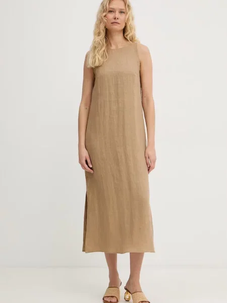 Marella sukienka letnia lniana Emme by Marella beżowa