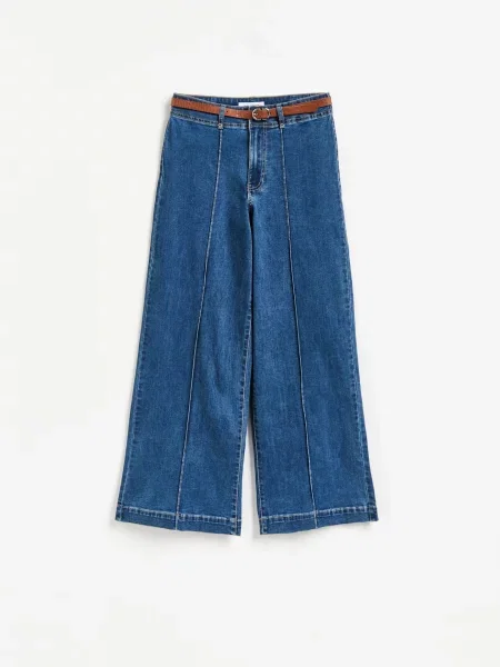Reserved Джинси з поясом wide leg синій