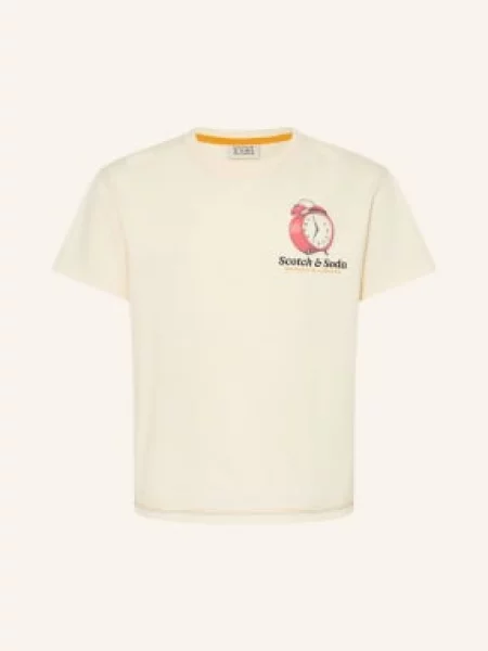 Scotch & Soda Tričko krémová / hnědá červená