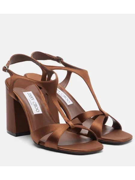 Sandale Jimmy Choo din satin maro