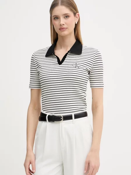 Calvin Klein Jeans Polo Kolorowy beżowa